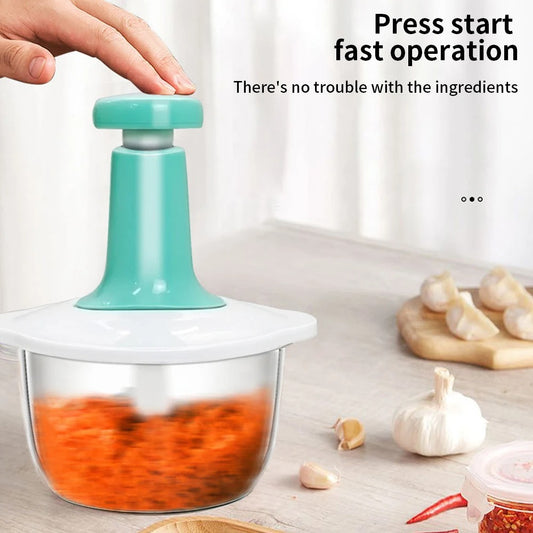 Hand Pat Food Processor - Hand Push Chopper Machine Food Processor - Home Appliances - Small Kitchen Appliances / Meat Chopper Cutter / Handheld Vegetable Chopper / Mincer / Mixer / Blender to Chop Fruits - Onion / Garlic Chopper - Payaz Cutter